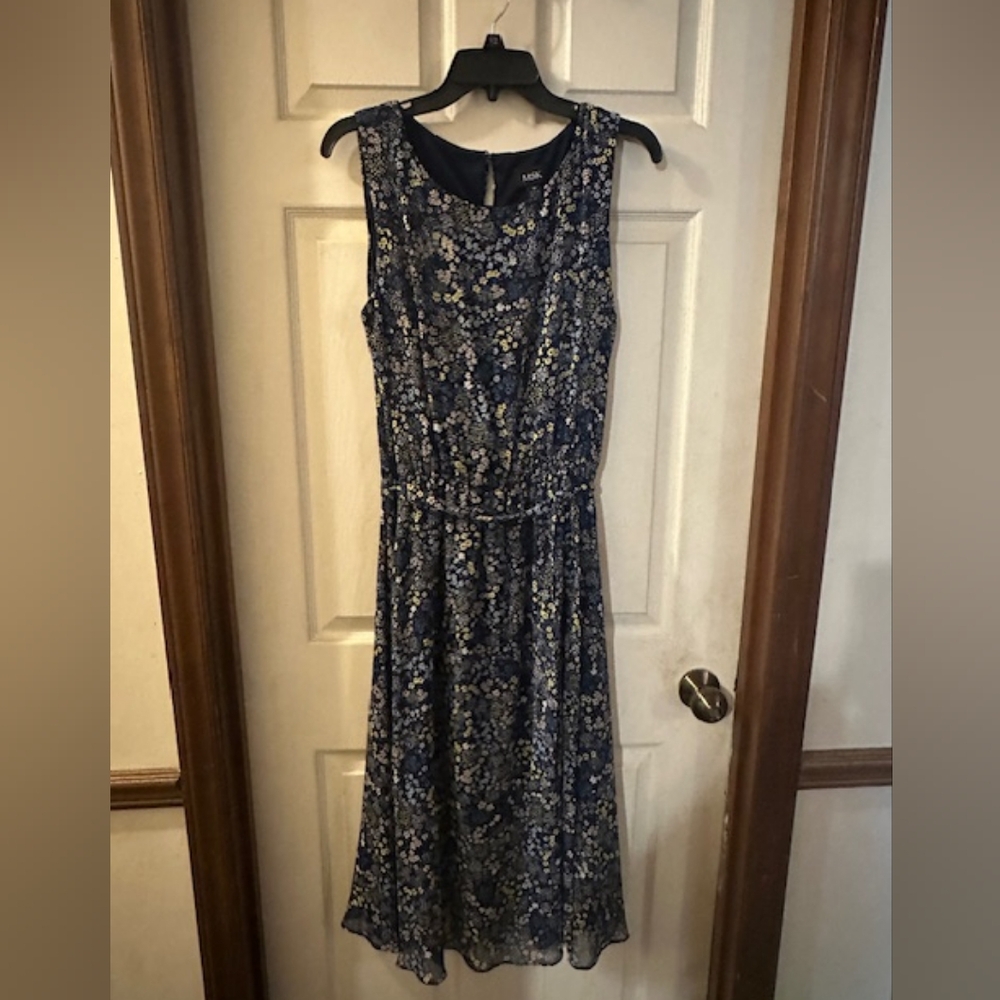 MSK Navy Floral Midi Dress